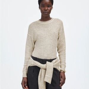 Madewell Alpaca Wool-Blend Cozy Ribbed Quiet Luxury Sweater Heather Oat Small